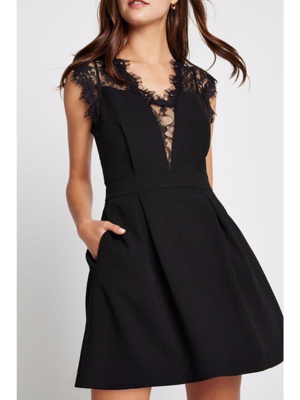 BCBGeneration Black Floral Lace Mini Dress Size 10